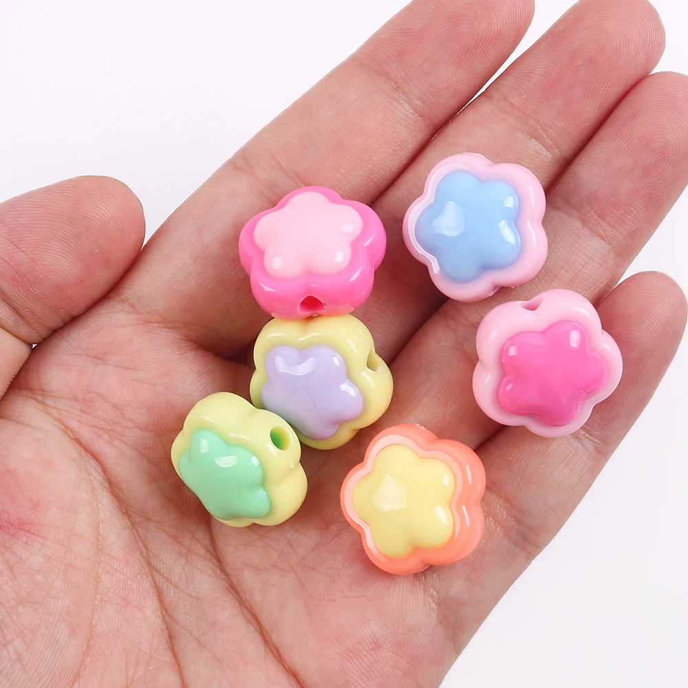 10pcs Multicolour Acrylic Flower Beads Loose Spacer Beads For Handmade Jewelry Making Bracelet Necklace Earring DIY Accessories