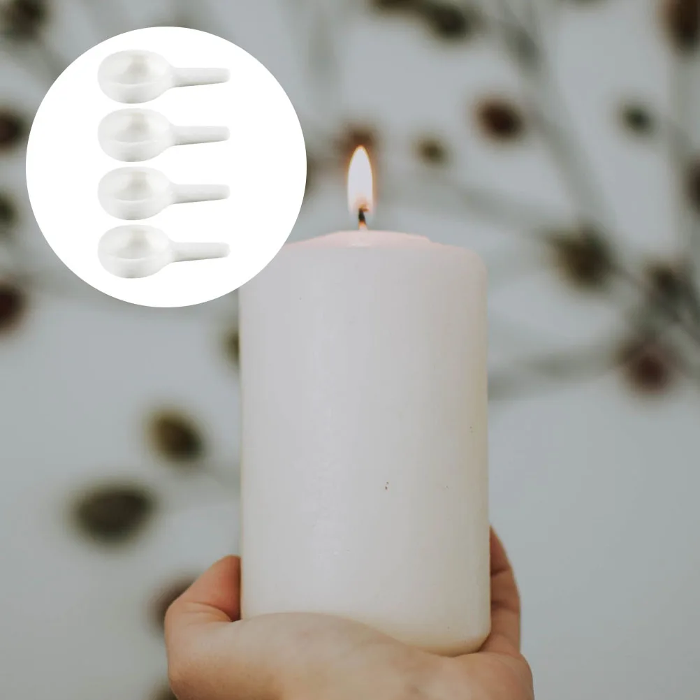

4Pcs Ceramic Tray Spoon Holder for Aroma Tealight Wax Warmer Heat Resistant Decorative Container with Handle