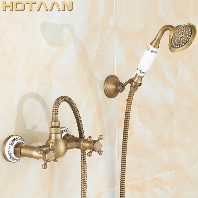 . Antique Brass Bathroom Bath Wall Mounted Hand Held Shower Head Kit Shower Faucet Sets YT-5345-B