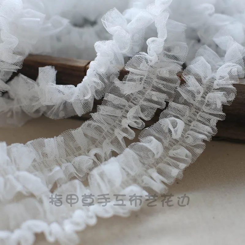 Pleated Ruffle Lace for Fringe Prom, 3D Tulle, Wedding Dresses Fabric, Sewing Accessories, Supplies Materials, 2 Yard, 5cm Wide