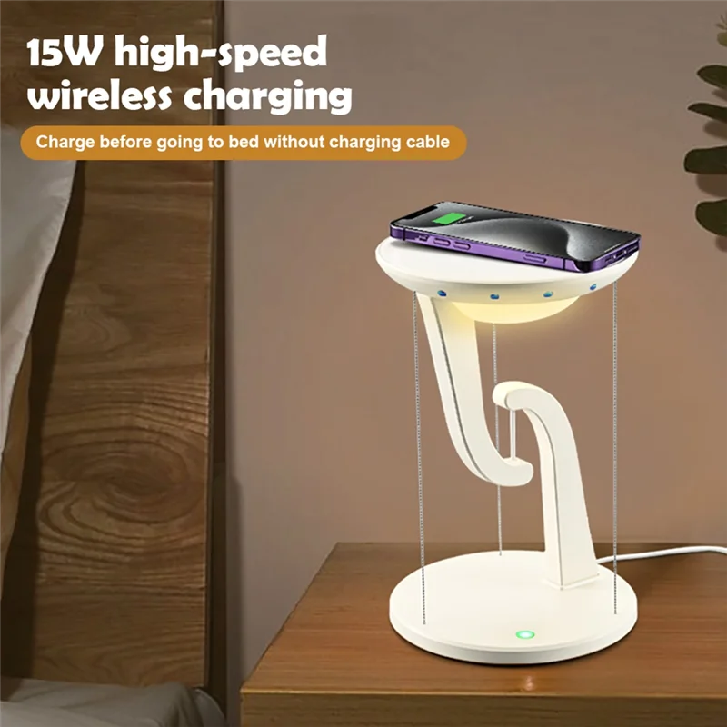 

ABBO-LED Wireless Charging Desk Lamp With Touch Control For Bedroom - Floating Design Novelty Night Light