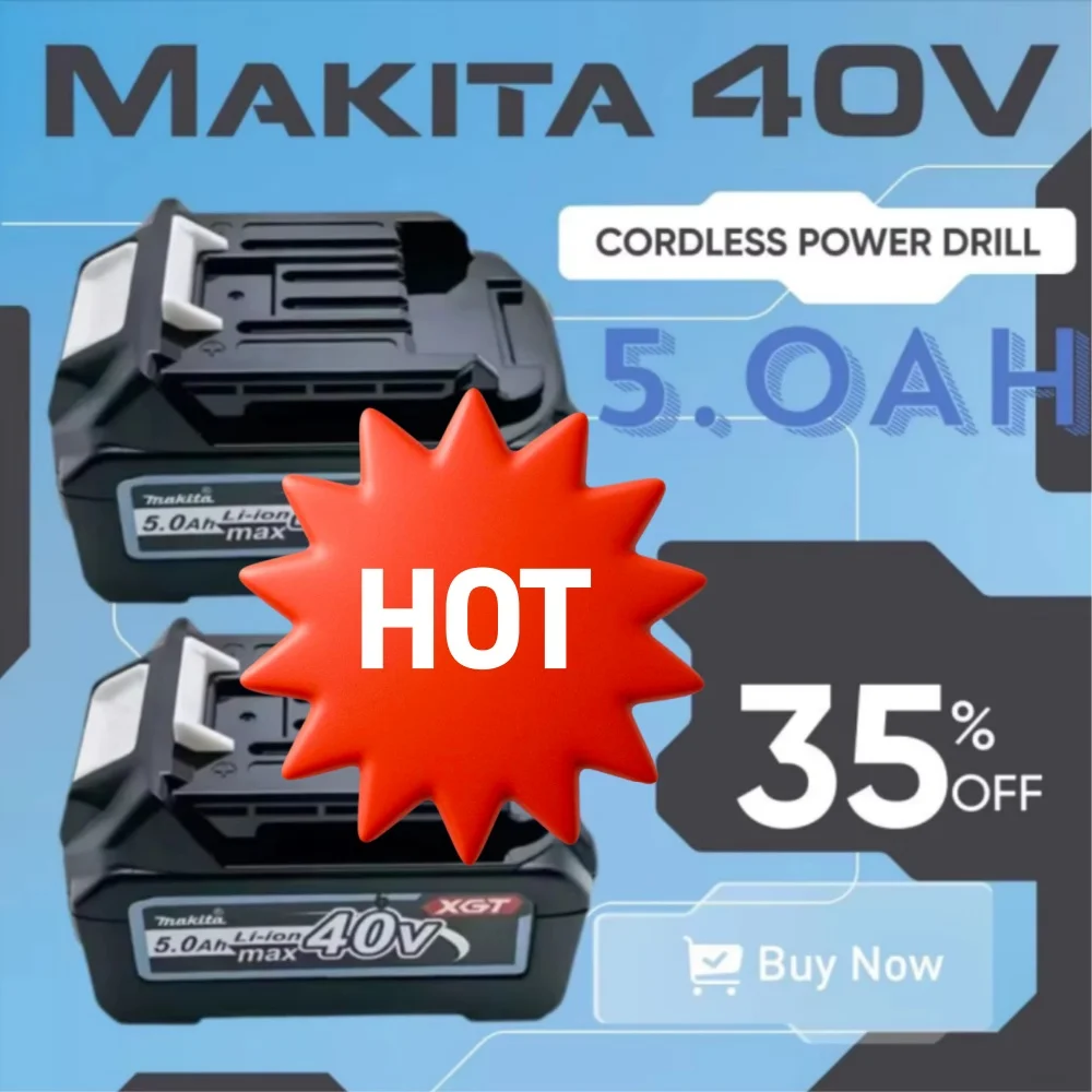 

Литий-ионный аккумулятор Makita 40V MAX XGT 5000 мАч, высокопроизводительный, совместимый с BL4020 BL4025 BL4040 BL4050 BL40