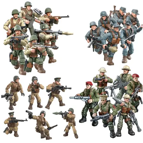 2024 제 2 차 세계 대전 WW2 육군 군인 SWAT 특수 부대 피규어 모델 빌딩 블록 벽돌 어린이 장난감 선물