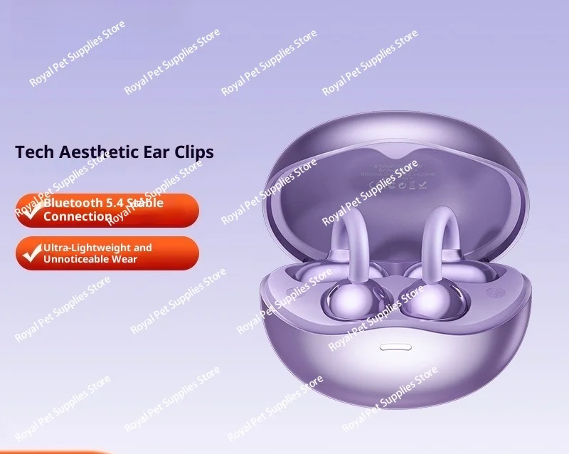 

Для беспроводной Bluetooth-гарнитуры с зажимом для ушей, Bluetooth 5,4 мобильного телефона, музыкальная беспроводная гарнитура с зажимом для ушей без ушей