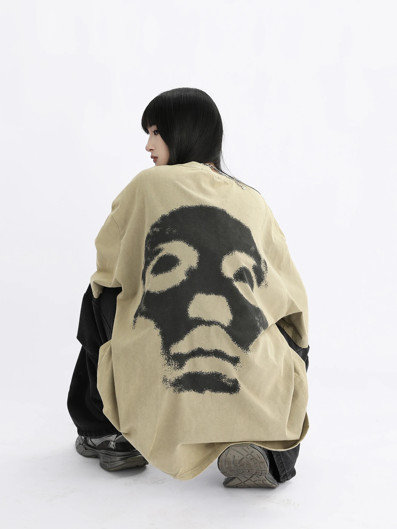 

Винтажная уличная футболка Waed Street Sle Skeleton adow с принтом, свободная футболка ort Sve для молодых женщин, летний повседневный круглый топ