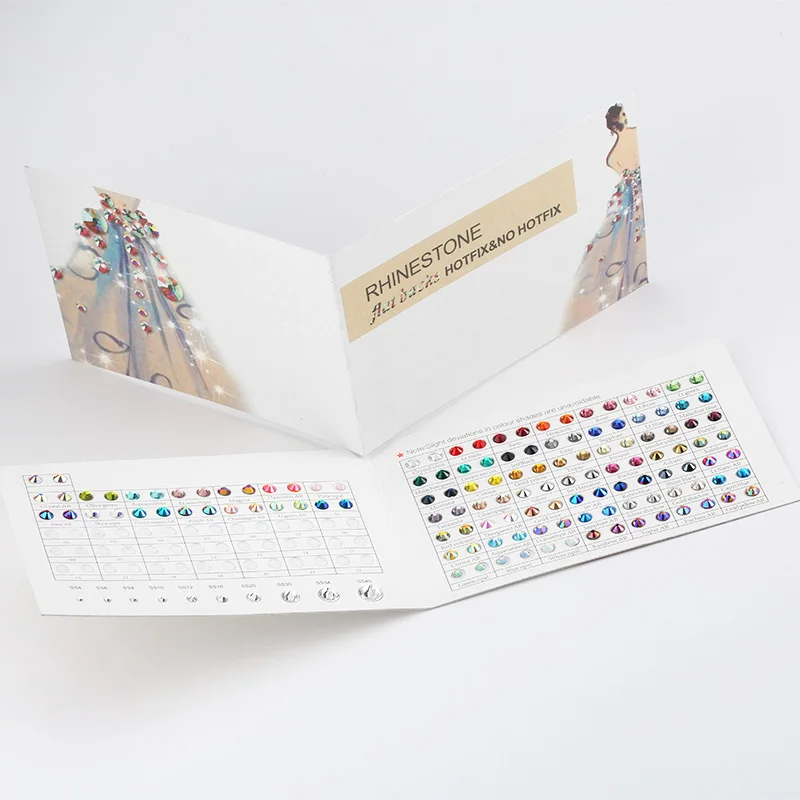 QIAO New Crystal Rhinestone Color Chart For Compare Colors 63 Colors Hot fix /Non Hotfix Rhinestones Color Card