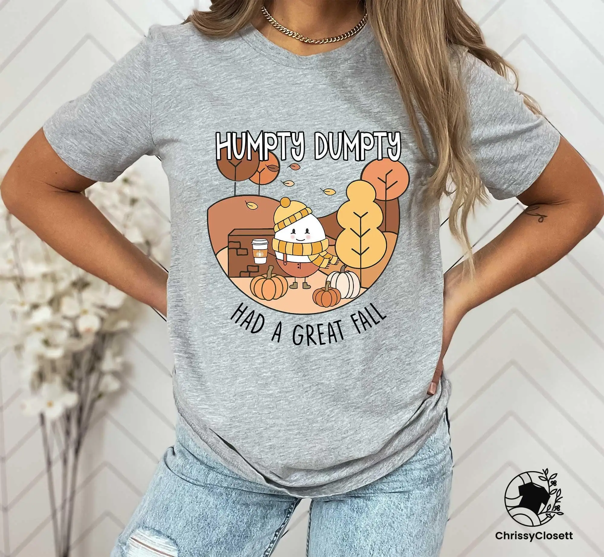 هامبتي دامبتي كان خريفًا رائعًا تي شيرت هدية عيد الشكر لعشاق قمصان الخريف اللطيفة