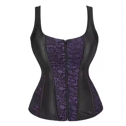 Women Corset with Straps Black Overbust Corset Plus Size Floral Jacquard Corset Zipper Top Gothic Steampunk Corset Bustier - Image 17