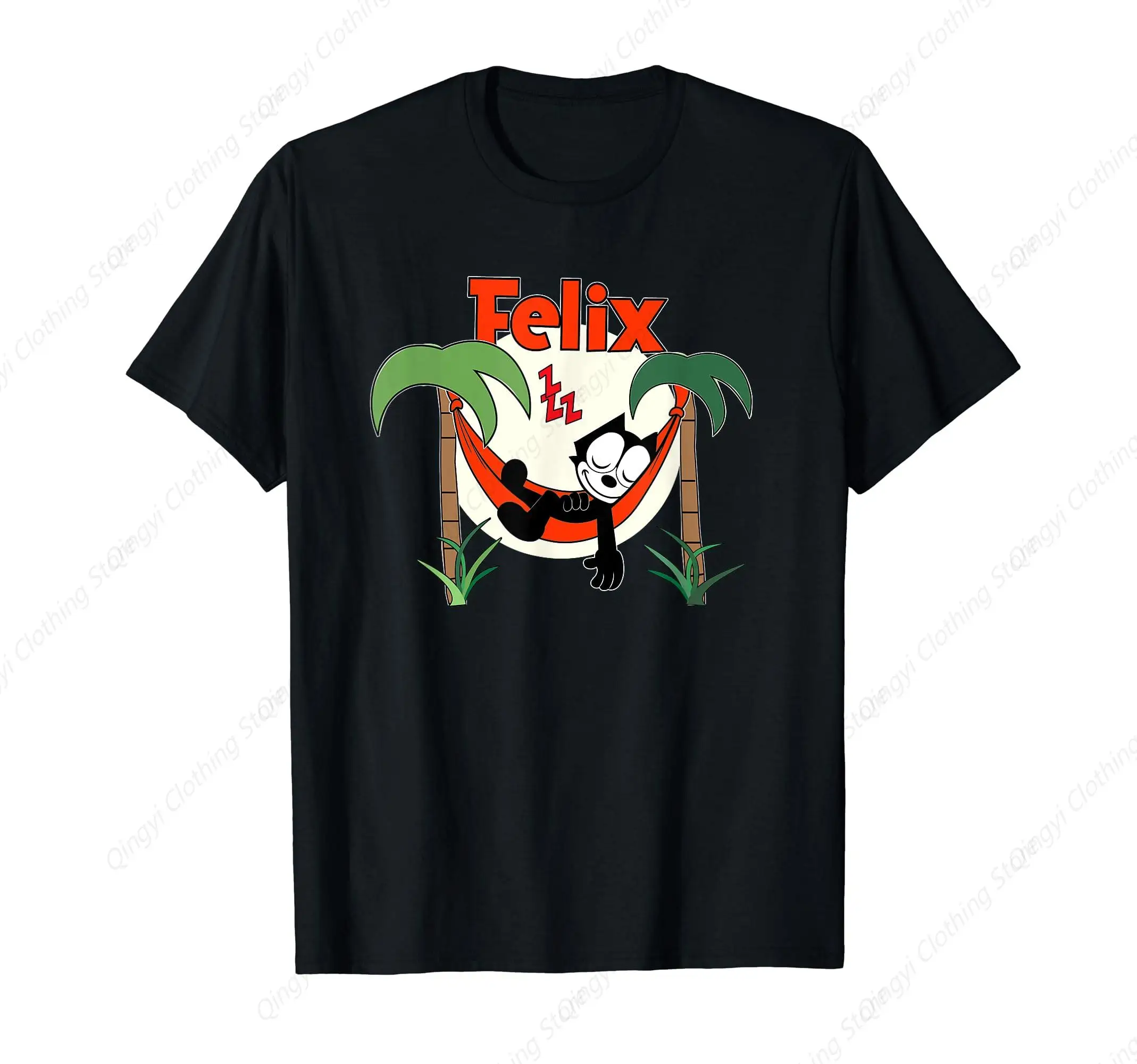 Felix Cat Naps in Hammock Vintage Cartoon Retro Graphic Tee T-Shirt