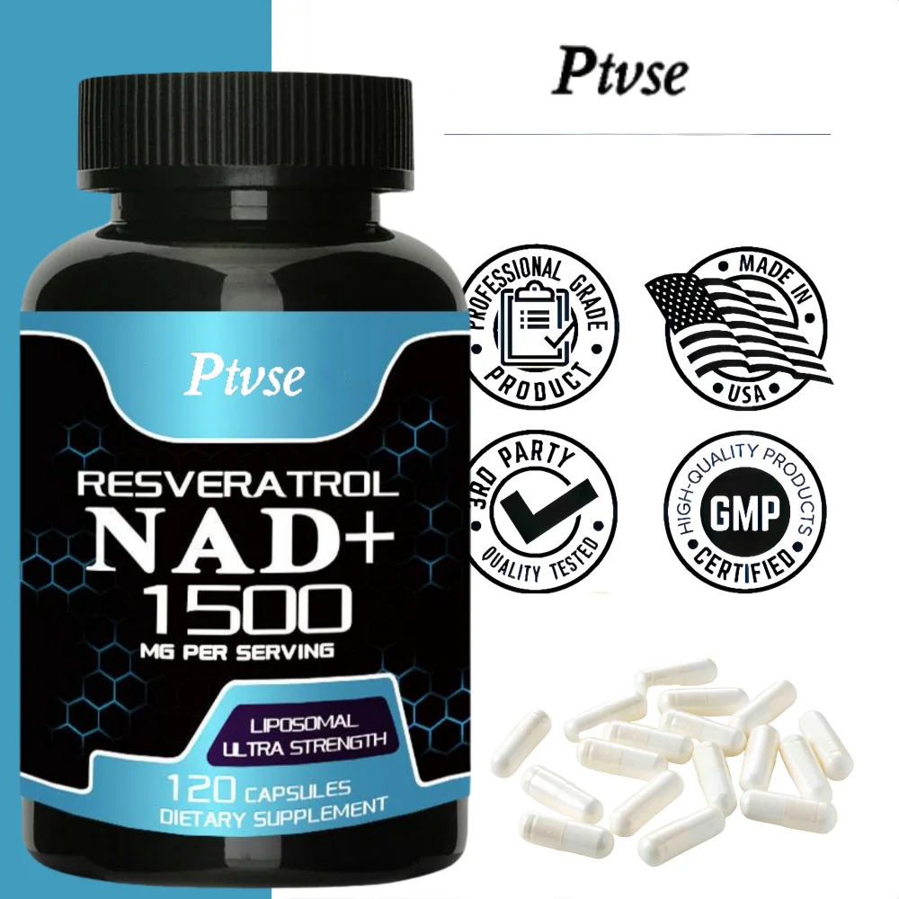 อาหารเสริม NAD, 1500มก. liposome NAD + resveratrol ที่มีอาหารเสริม, NAD PLUS ส่งเสริม-สนับสนุนสุขภาพของเซลล์