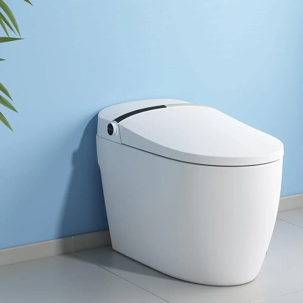 Smart Toilet with Bidet Built-in, Tankless One Piece Toilet ,Warm Air Dryer Heated Bidet Seat, One Piece Toilet for Bathroom