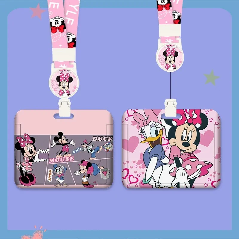 Disney Minnie Lanyard ID Badge Holder, Credit Card Case Neck Strap Card Holders Transportation card, work ID