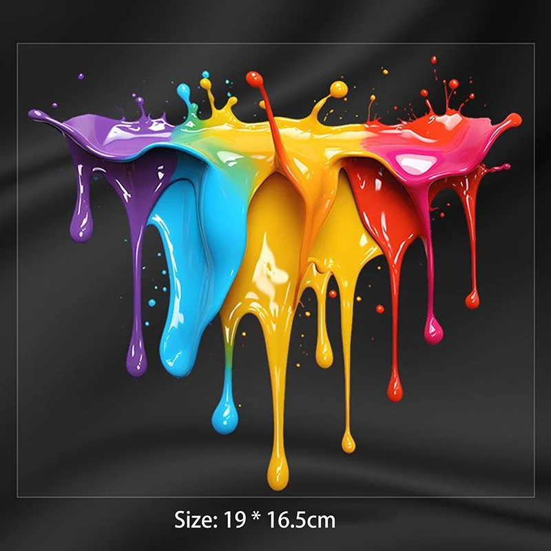 {MAX-66} Car Interior Stickers With Dopamine Coloured Fluid Paint Vinyl For Reflective Car Fuel Tank Window Decal Stickers