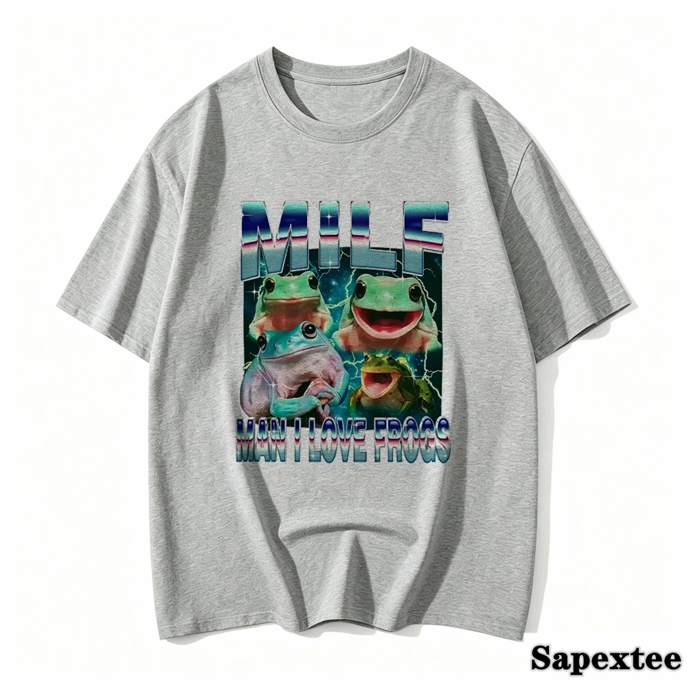 MILF Man I Love Frogs Funny Frog Meme Graphic T Shirt Fashion Vintage T-shirts Women Short Sleeve T-shirt Graphic T Shirts Y2K