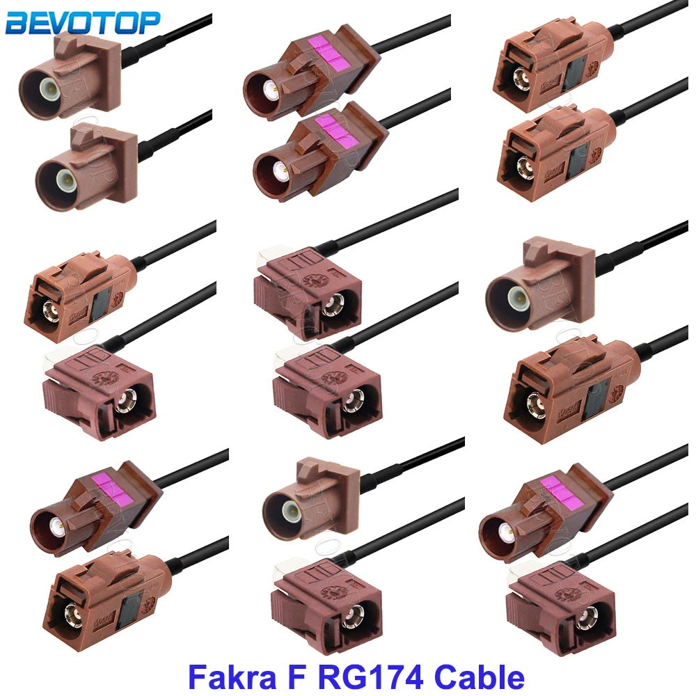 1 peça ral8011 marrom fakra f macho/fêmea para fakra f rg174 cabo para tv sds áudio e vídeo antena extensão trança fakra jumper