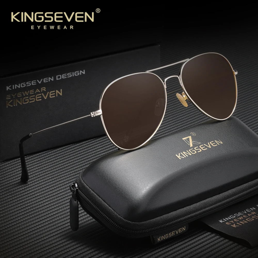 

KINGSEVEN солнцезащитные очки-пилот для мужчин и женщин, очки для вождения, поляризационные солнцезащитные очки из сплава UV400, тонкая оправа с зеркальными линзами, женские очки
