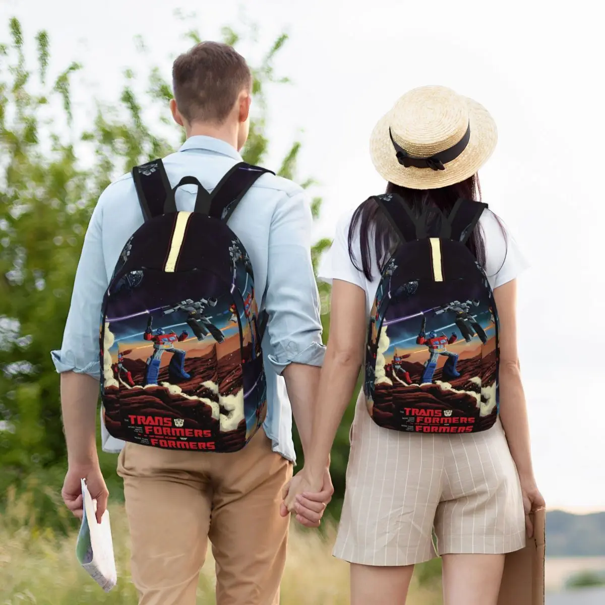 Cartoon Transformers Autobots Zaino Uomo Donna High School Zaino da lavoro Robot Car Anime Movie College Borsa a tracolla con tasca