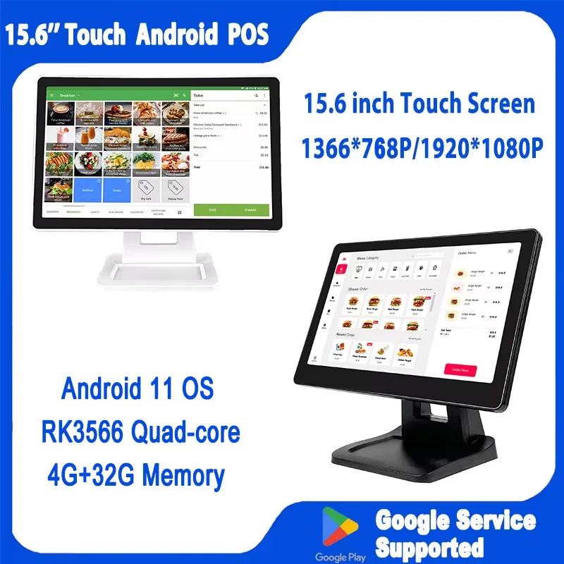 

4G+32G Android 11 Cash Register 15.6 Inch Touch Screen POS Terminal Desktop Cashier Machine With RJ45, WIFI, BT Loyverse Kahero