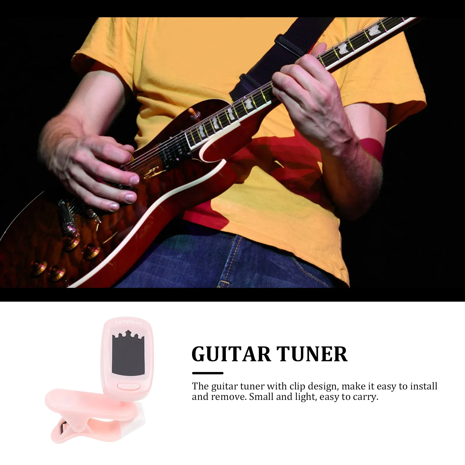 

1pc Guitar Tuner Clip Design Portable Bass Violin Ukulele Tuning Tool Durable High Sensitivity Multiple Use Musical Instrument