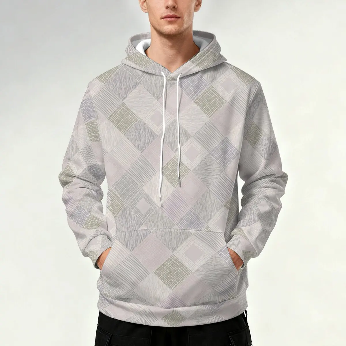 

Мужское стильное худи для осени и зимы с клетчатым принтом и скромным дизайном, идеально подходит для повседневных поездок и отдыха.