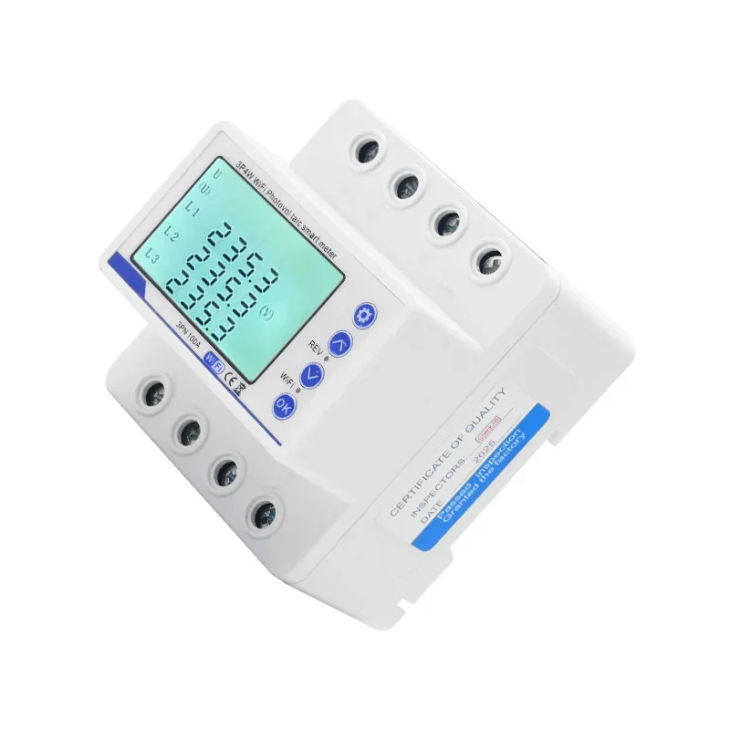 

Three phase, graffiti WiFi bi directional, energy meter, over and under voltage, protection, switch limited viewership of