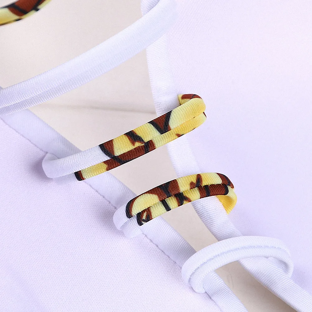 Fashionable suspender rope design with pineapple printing technology, cute and sexy bikini