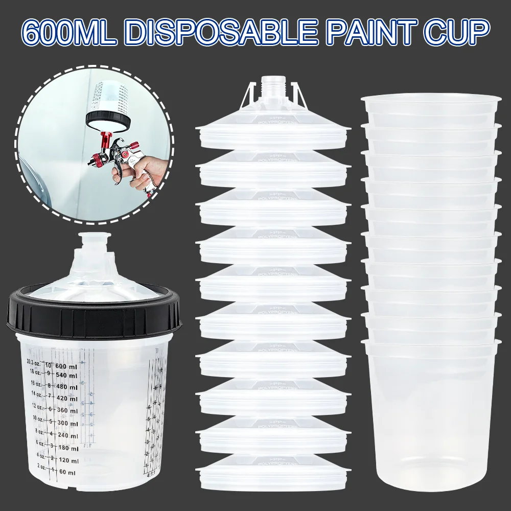 10 pcs Home Spray Gun Cup, Multifunctional Paint Mixing Jar Cup 600ml Cup Portable Airbrush Tools For Airbrush And Air Tools