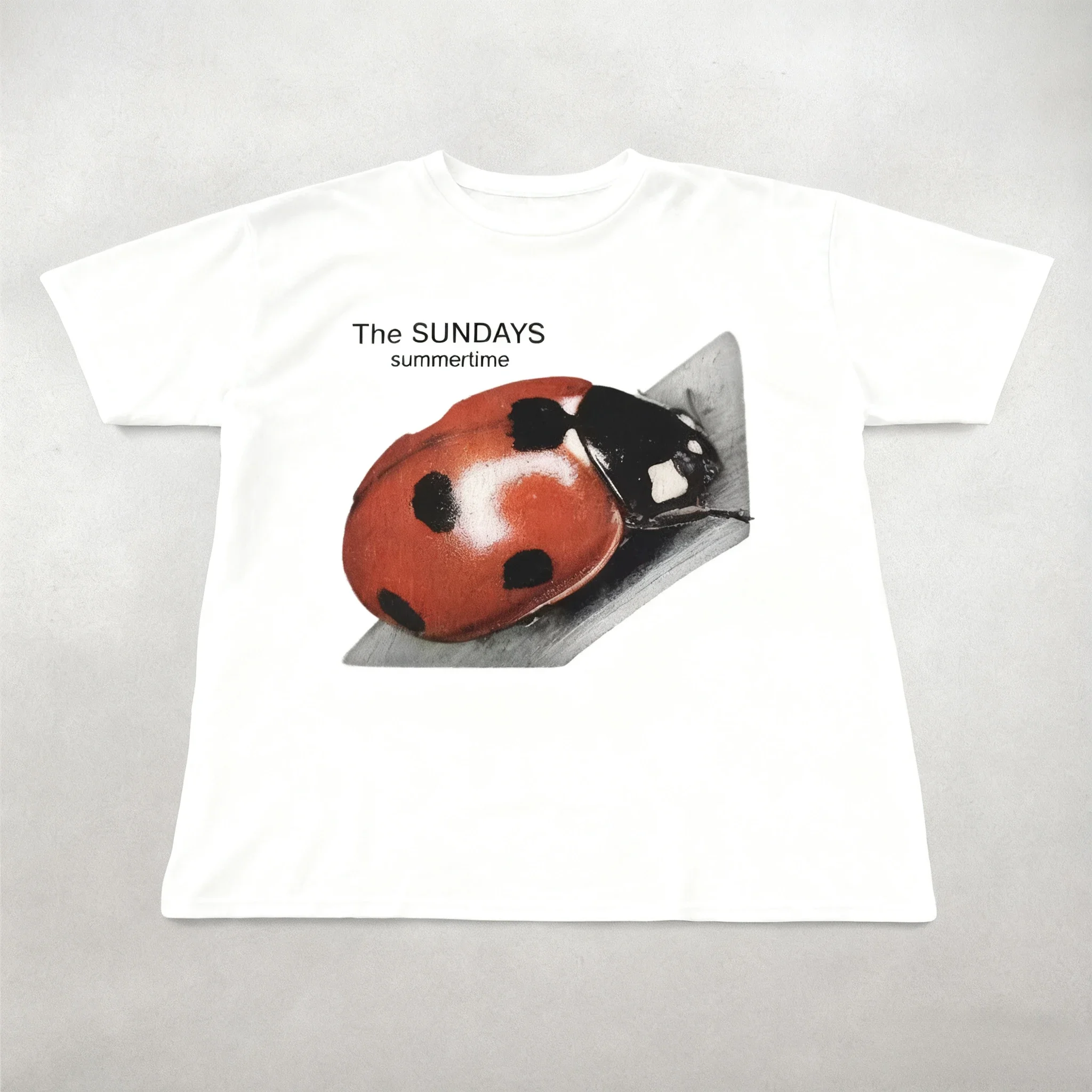 The Sundays Summer Time Vintage  Short Sleeve T-shirt Funny Pattern Print Tee Women Ins Style Y2k Streetwear Tee Tops