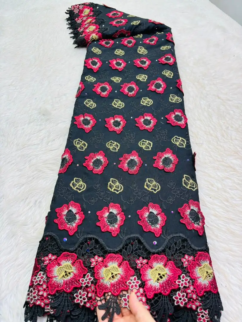 

Luxury Nigerian Swiss Voile Lace Fabric with 3D Flower Applique And Stones Super Quality African Wedding Dress Lace 2026 Hm231-1