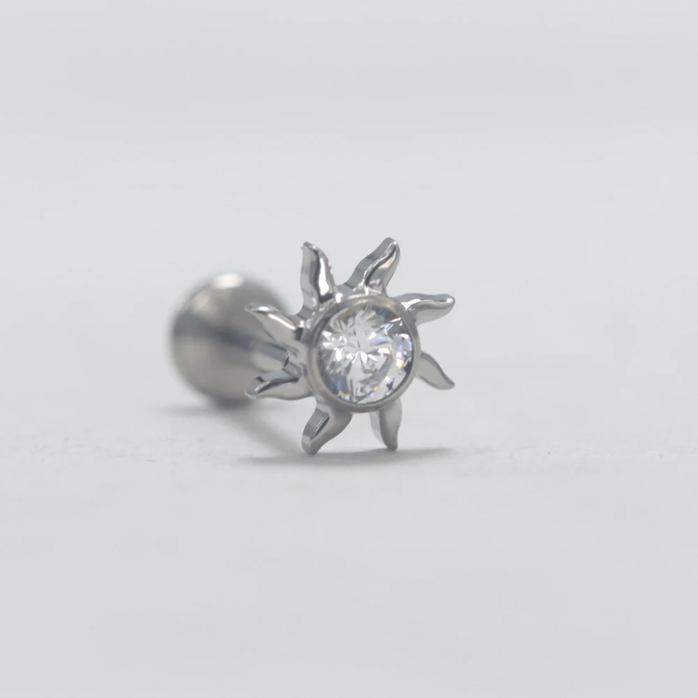 16G ASTM F136 Titanium Labret Stud Earring Moon Star Bat Chain Fox For Helix Cartilage Daith Piercing