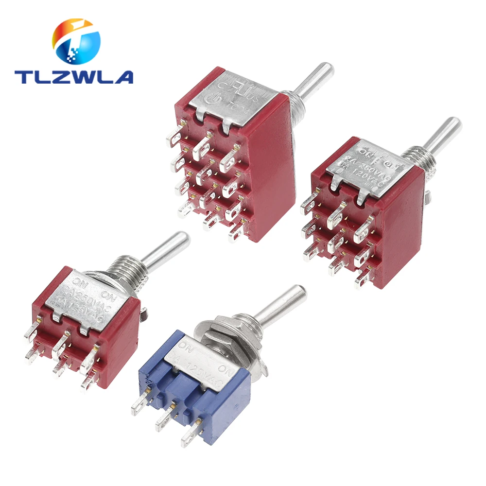 Toggle Switch SPDT DPDT Rocker Switch MTS 5A 6A 125V Self-Reset Switch 3A 250 AC 3 6PIN ON-ON ON-OFF-ON Starting Switch