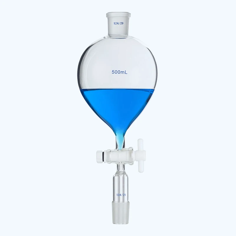 Spherical separatory funnel globe shape,with ground-in glass stopper and stopcock,Capacity 60ml,Joint 24/29,Glass switch valve