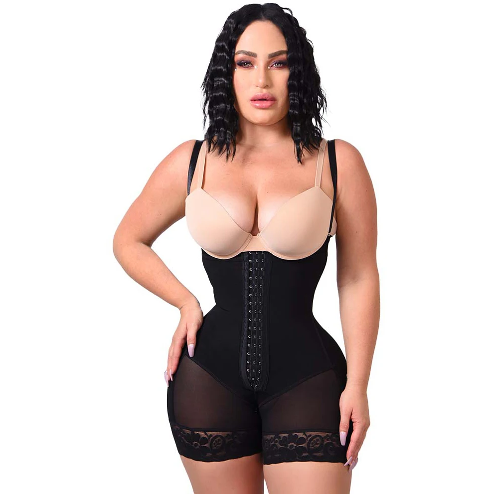 Fajas Waist Trainer High Compression Tummy Control Body Shaper Shapewear Slimming Butt Lifter Sexy Black Open-Chest Bodysuit