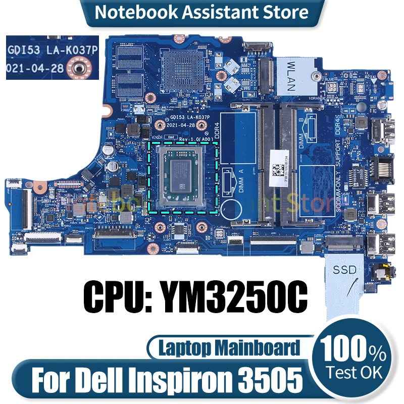 

For Dell Inspiron 3505 Laptop Mainboard LA-K037P 0FFDF9 YM3250C Notebook Motherboard