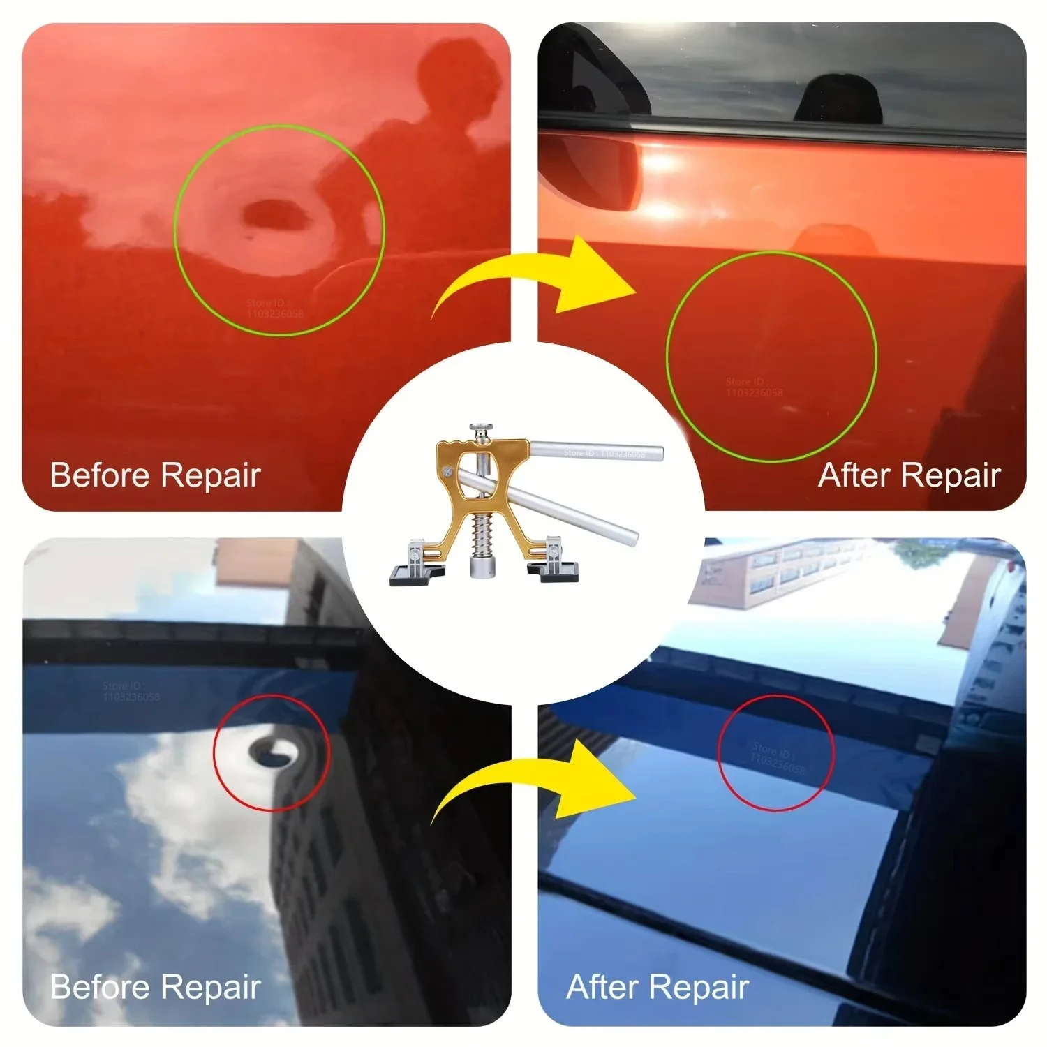 PWSAuto طقم تصليح دنت الجسم مجتذب دنت السيارة مع مجتذب دنت ذهبي لإزالة دنت الجسم التلقائي إزالة دنت صغير وإزالة دنت عميق