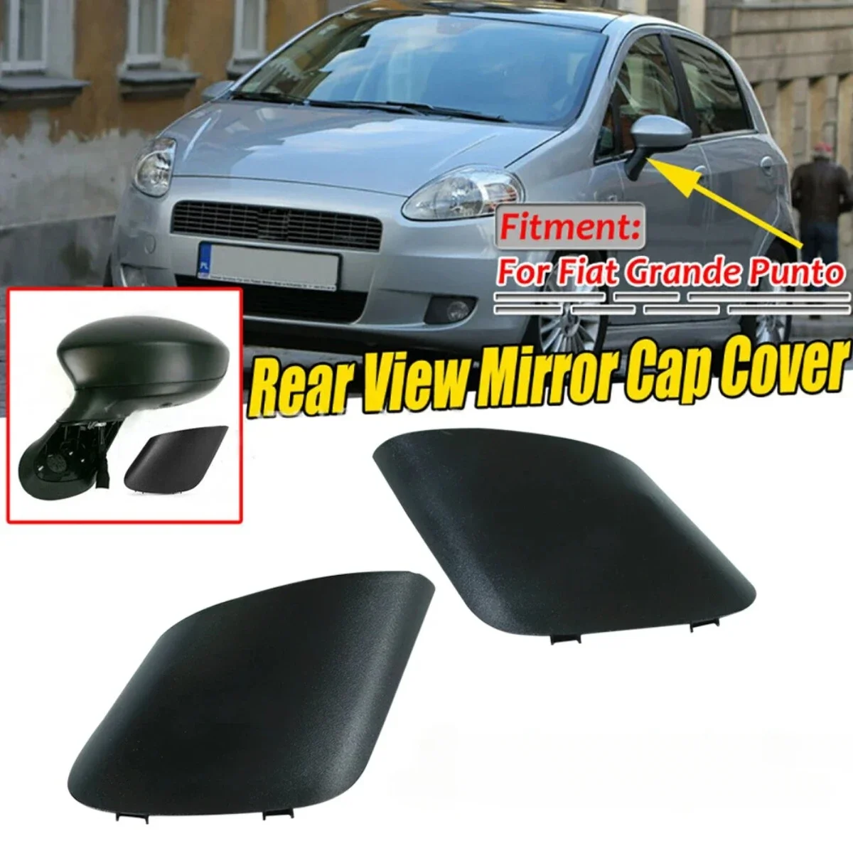 

Rear View Mirror Cover Black Car Side Door Rearview Side Mirror Cover Cap Replacement Accessorie For Fiat Grande Punto 735596884