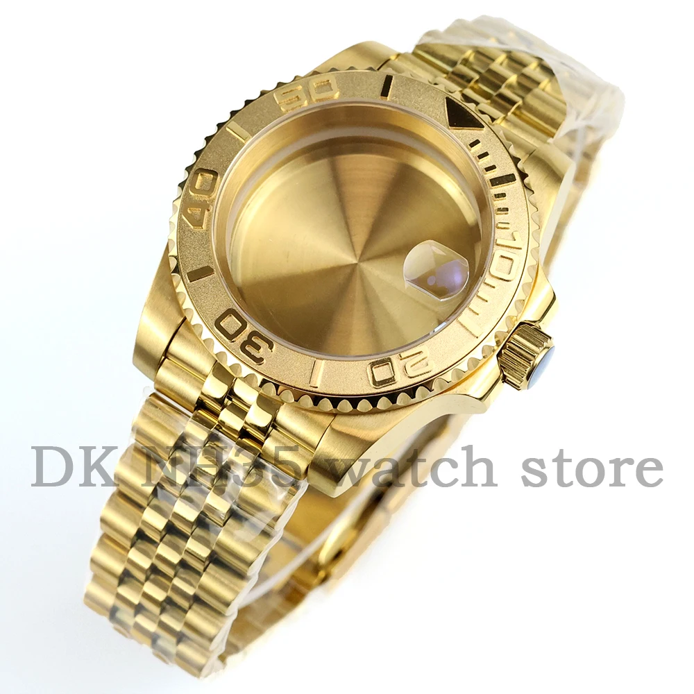 

40mm NH35 Gold Stainless Steel Watch Case Jubilee Bracelet Fit SUB GMT NH34 NH35 NH36 Movement 28.5mm Dial Watch Accessories