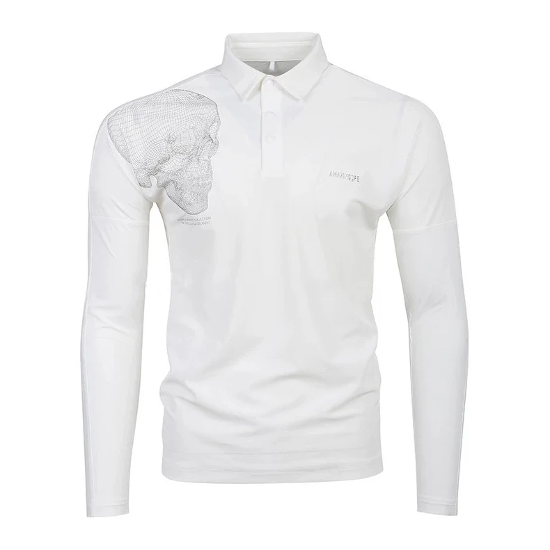 Golf Clothing Men's New Sports Slim Fit Lightweight Base Shirt Solid Color Printed Skull Head Long Sleeved Golf Shirt