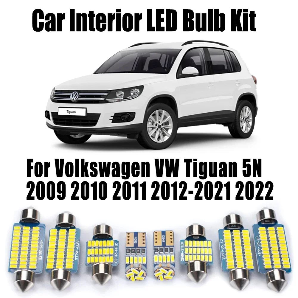 13Pcs LED Interior Map Dome Light Car Reading Bulb Kit Canbus For Volkswagen VW Tiguan 5N 2009 2010 2011- 2021 2022 Accessories