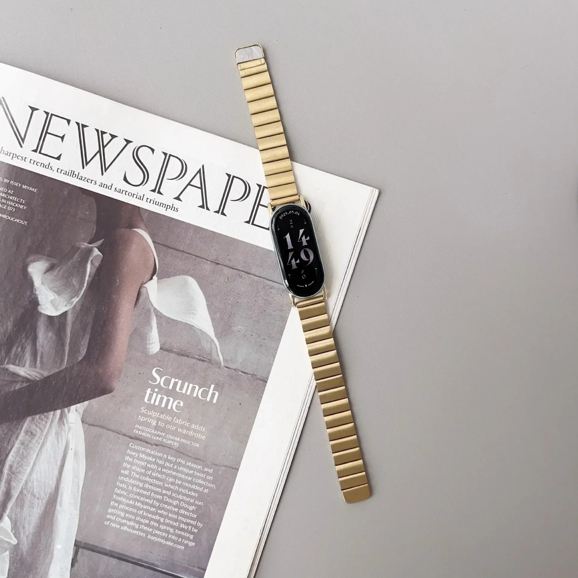 Stainless Steel Applicable To Xiaomi 10 Wristband One Bead Bamboo Joint Strip Breathable Magnetic Suction Model Xiaomi 9 Wristba