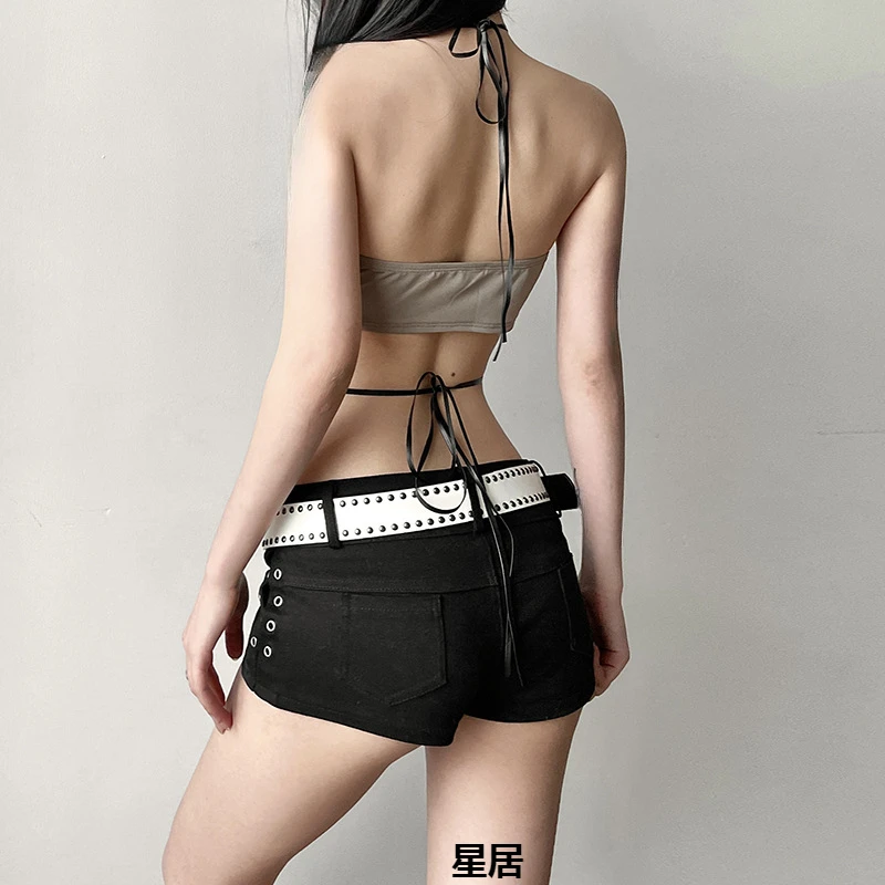 Sexy Jazz Dance Clothing Women Singer Kpop Concert Performance Sexy Black Halter Tops Nightclub Stage Dancer Costume Rave Wear