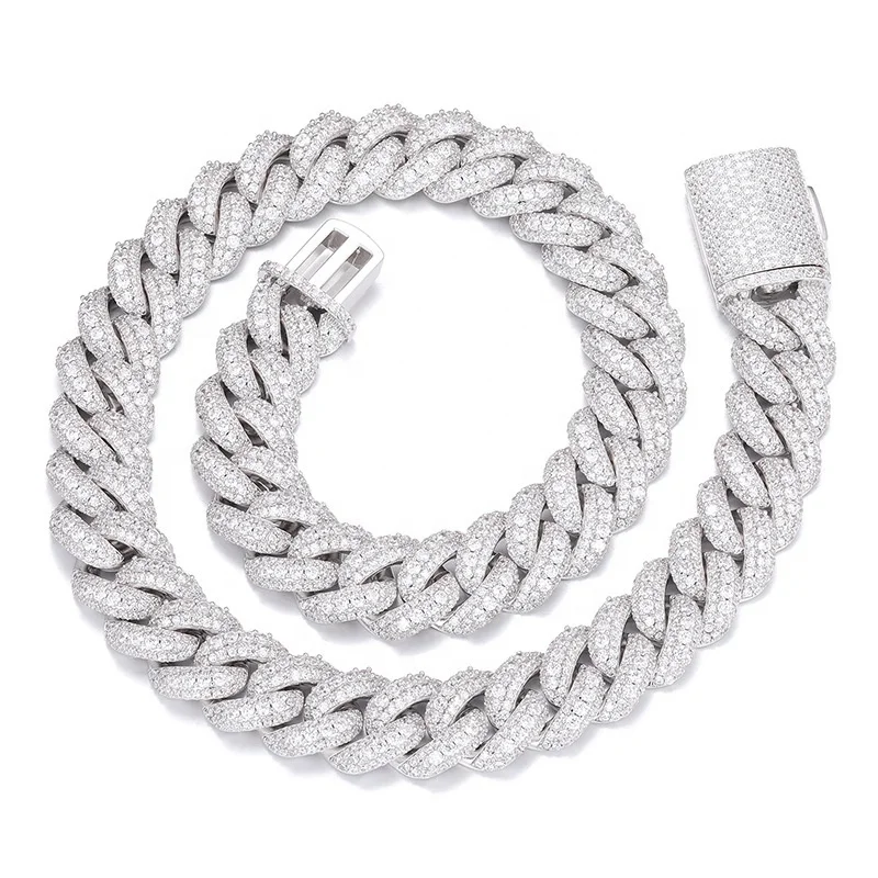 

18mm 2 Rows Cuban Link Chain Necklace Iced Out Link Chain Choker For Men Women Hip Hop Jewelry