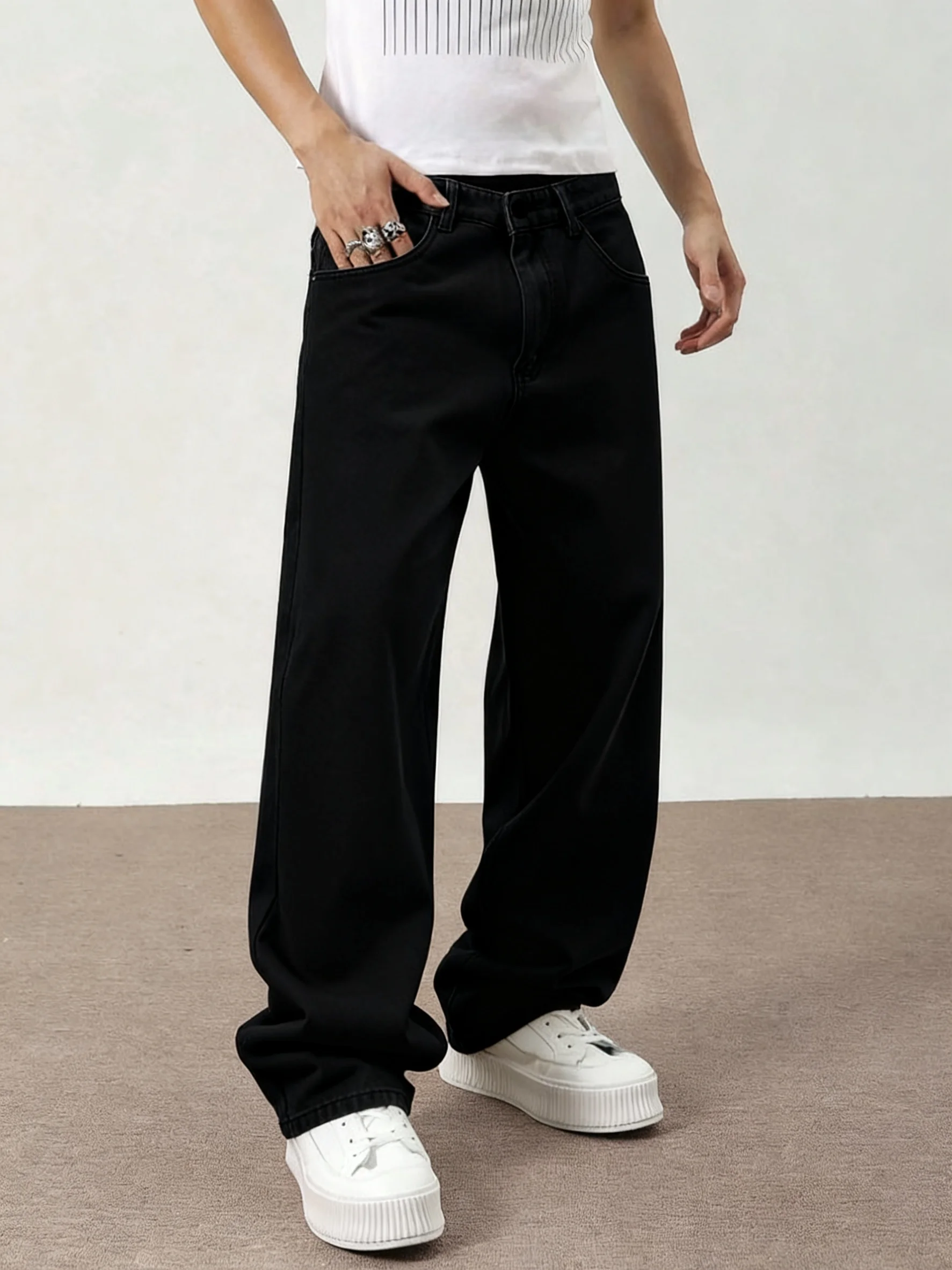 

Мужские джинсы свободного кроя в стиле ретро, универсальные и повседневные для всех сезонов