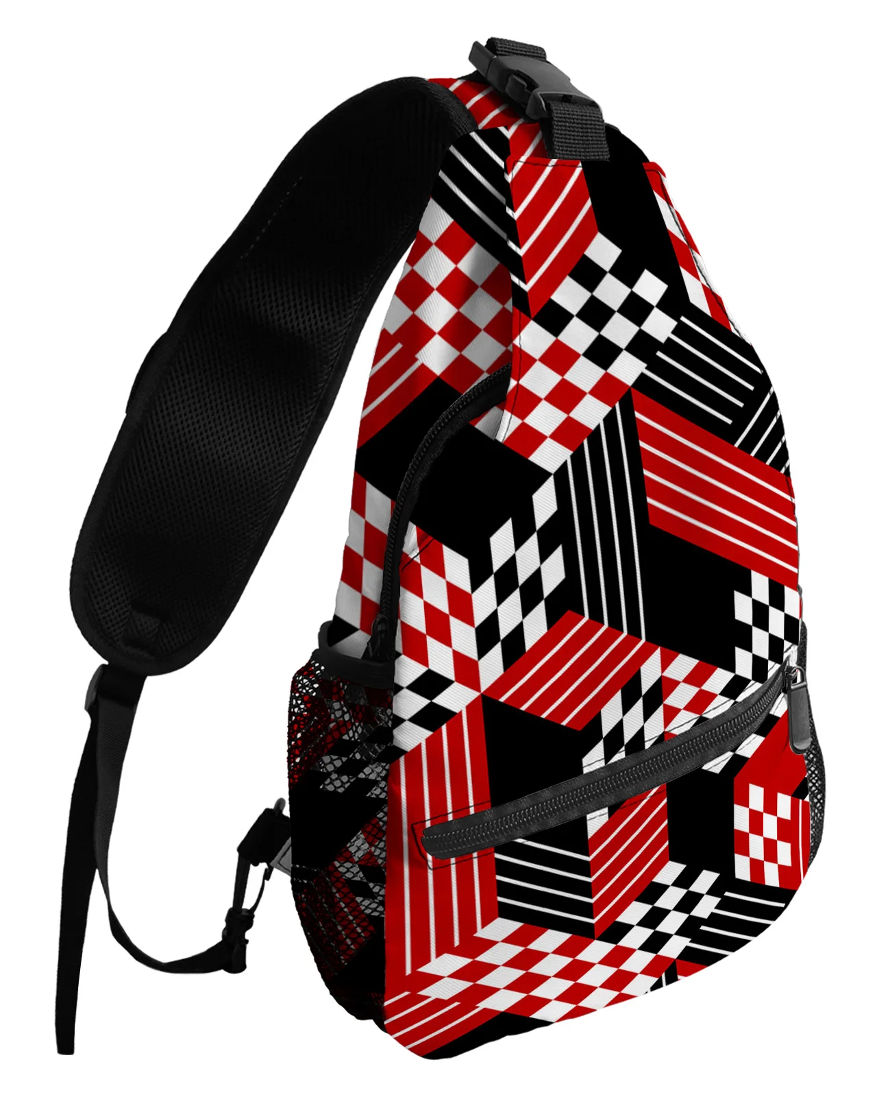 

Red Black Geometric Abstrac Middle Ages Chest Bags For Women Men Waterproof Messenger Bags Sport One Shoulder Crossbody Bag