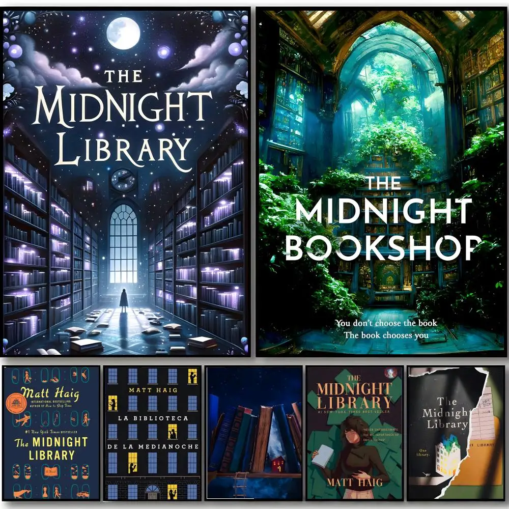 Warm The Midnight Libraries Poster, HD-Kunst, selbstklebende Wanddekoration, wasserfest, für Zuhause, Schlafzimmer, Bar, ästhetische Dekoration