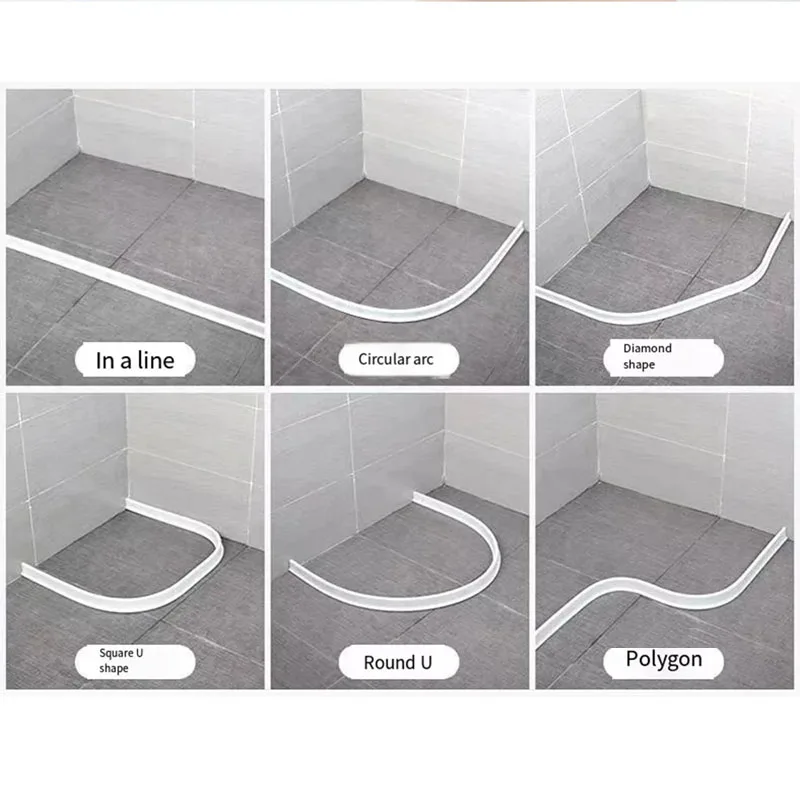 Silicone water blocking strip bathroom magnetic waterproof strip water blocking shower table top water blocking  self-adhesive