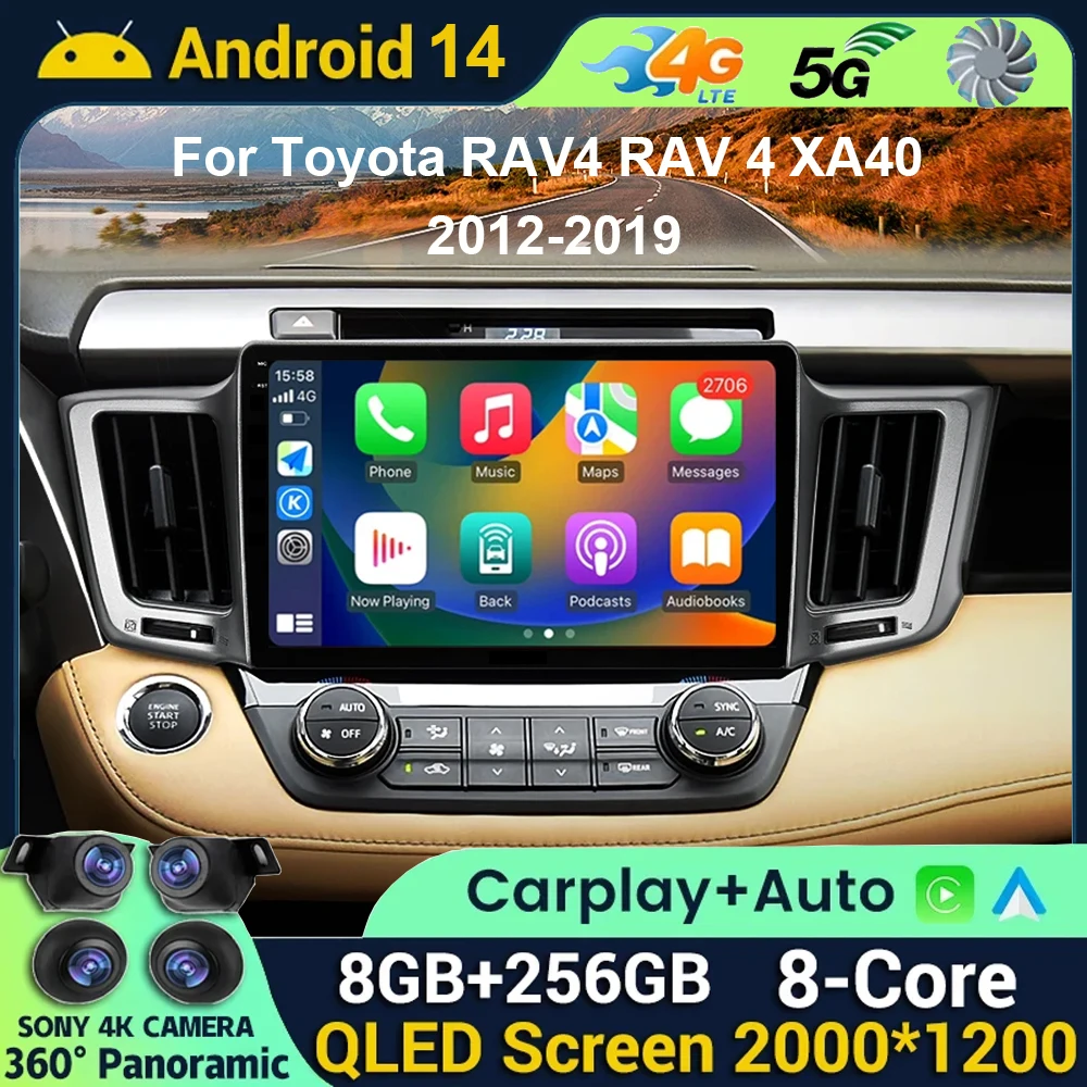 

Android 14 Car Radio For Toyota RAV4 RAV 4 XA40 2012 - 2019 GPS Carplay Multimedia Player Navigation Stereo Auto DSP BT 2din DVD