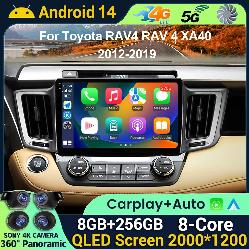 

Автомагнитола на Android 14 для Toyota RAV4 RAV 4 XA40 2012 - 2019 GPS Carplay мультимедийный плеер Навигация стерео Авто DSP BT 2din DVD