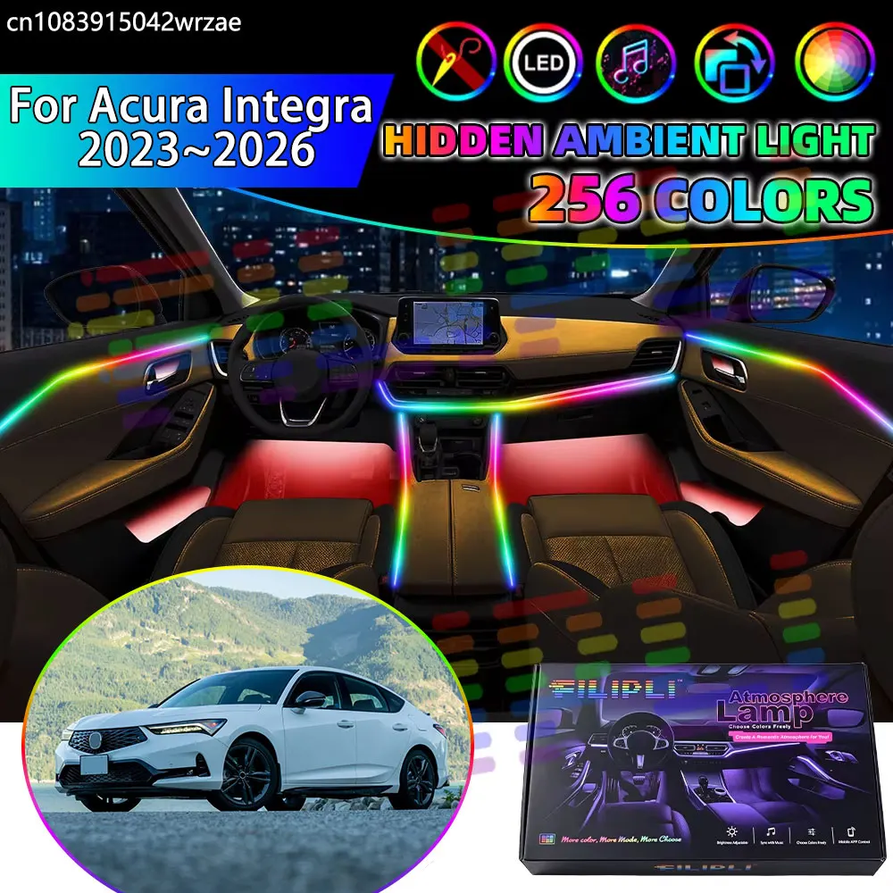 For Acura Integra 2023~2026 DE4 DE5 RGB Car Interior Ambient Lights Strips Breathing Lighting Kit App Control LED strips Auto
