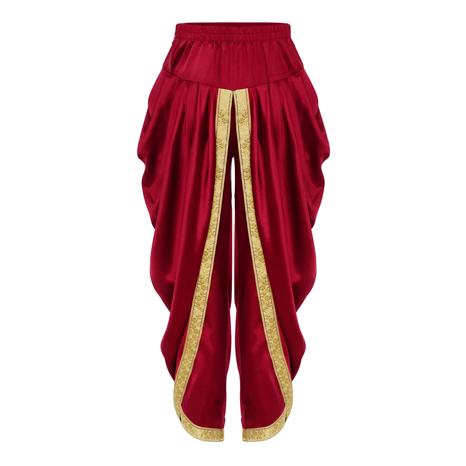 Kids Boys Satin Dhoti Pants Elastic Waistband Draped Baggy Trousers for Halloween Theme Party Cultural Events Festive Occasions